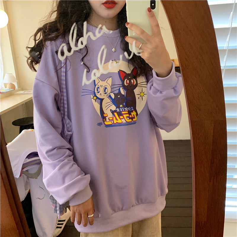 Cat print sweatshirt