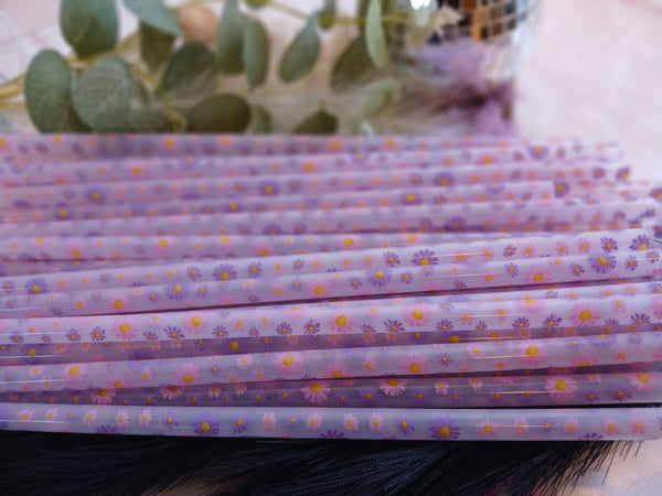 Daisy Flowers Color Changing Reusable Plastic Straw - 12 inch