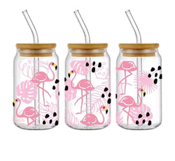 Flamingo 16oz Glass Can