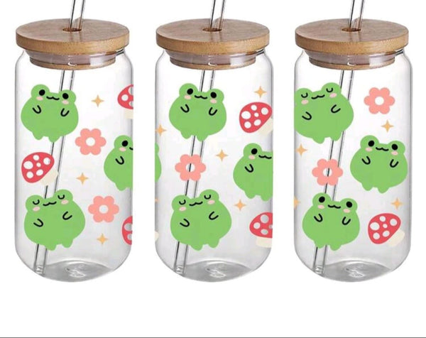 Frog & Mashroom 16oz Glass Can