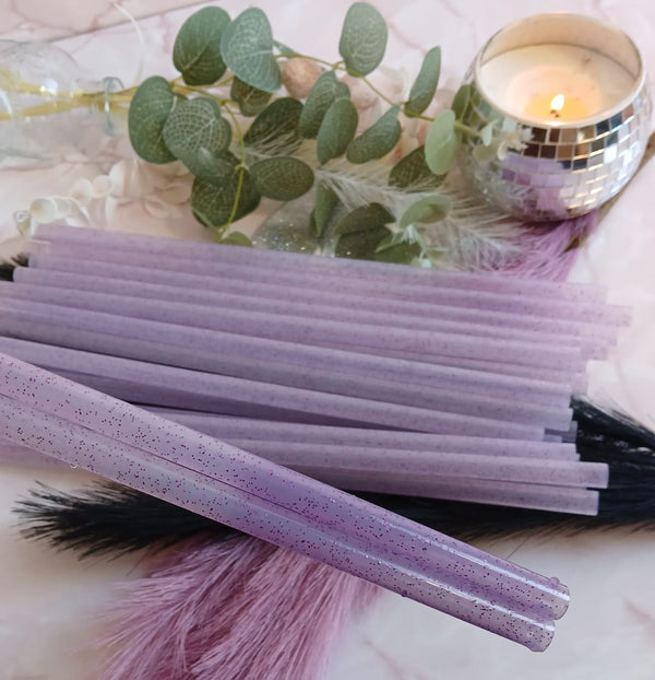 Purple Glitter  - Color Changing Reusable Plastic Straw - 12 inch