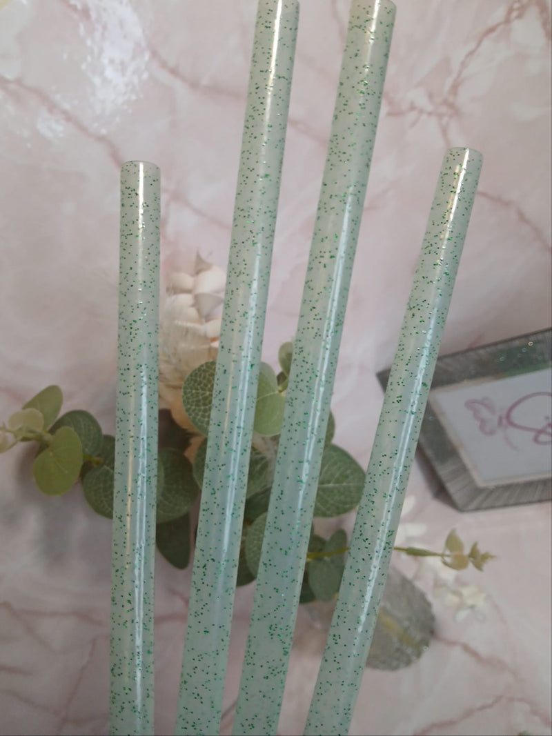 Mint Glitte Reusable Plastic Straw - 12 inch