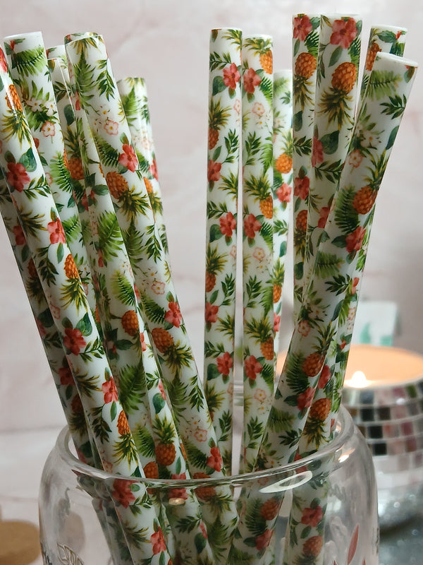 Pineapple Floral Reusable Straw- 9inch