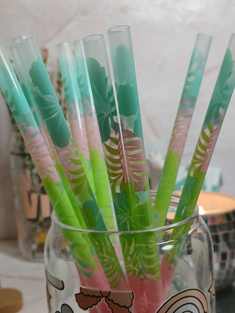 Colorful Monstera - Reusable Plastic Straw- 9inch