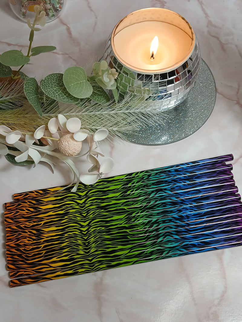 Neon Zebra Straw-9inch